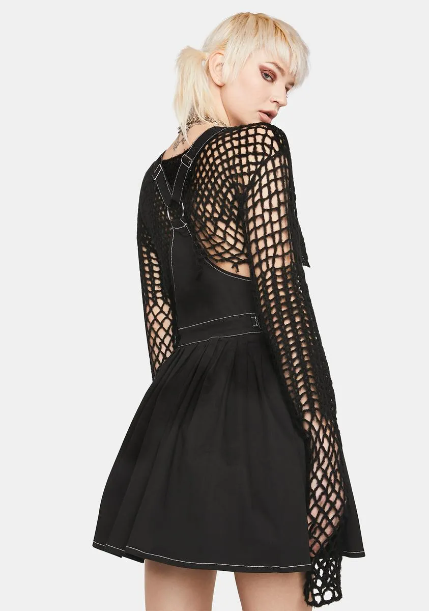 Goth Pleated Twill Pinny Dress