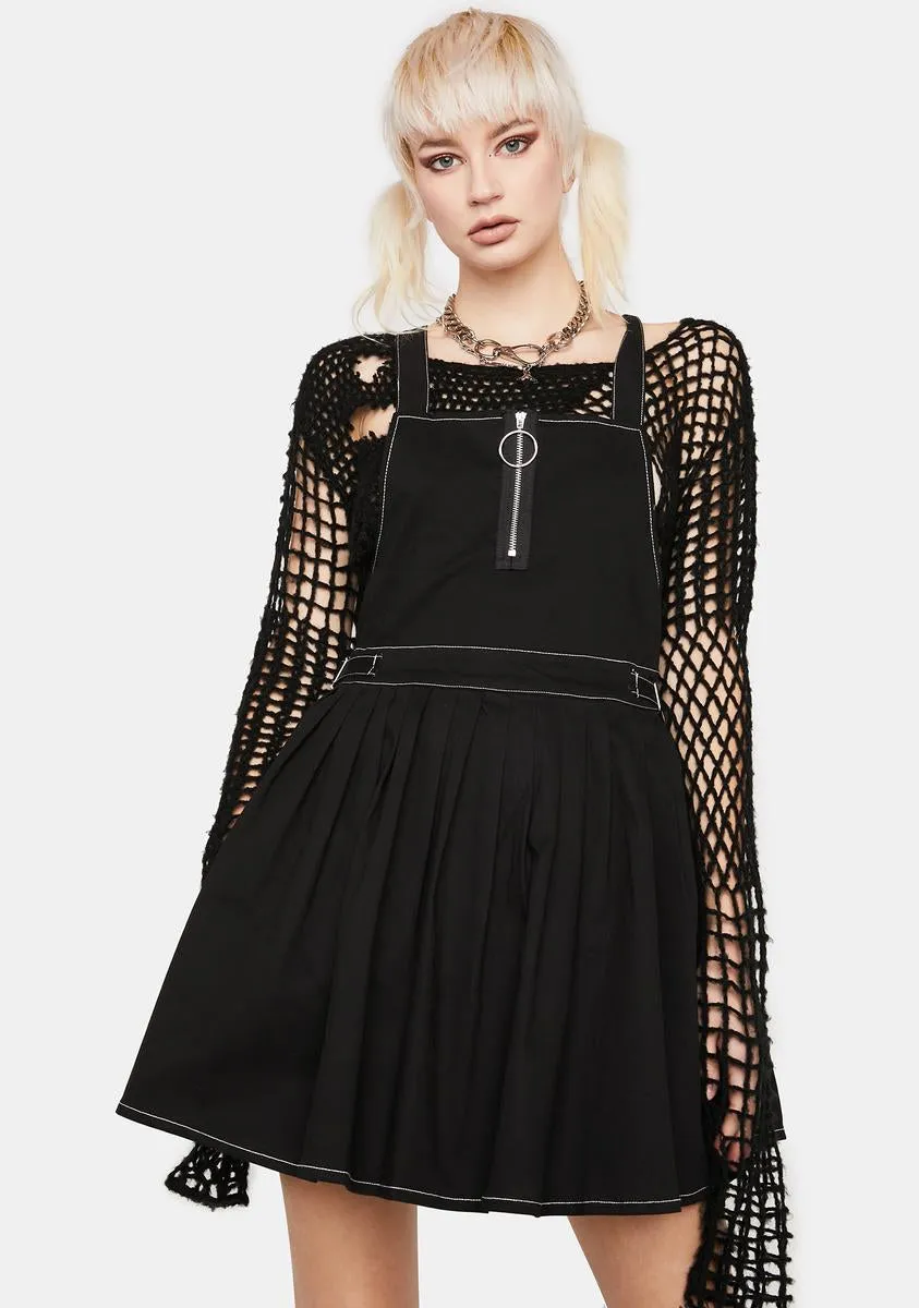 Goth Pleated Twill Pinny Dress