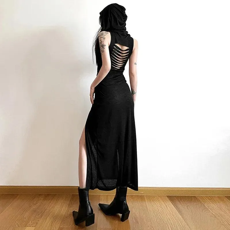 Gothic Desert Walker Hooded Dress: Edgy Streetwear for Bold Women