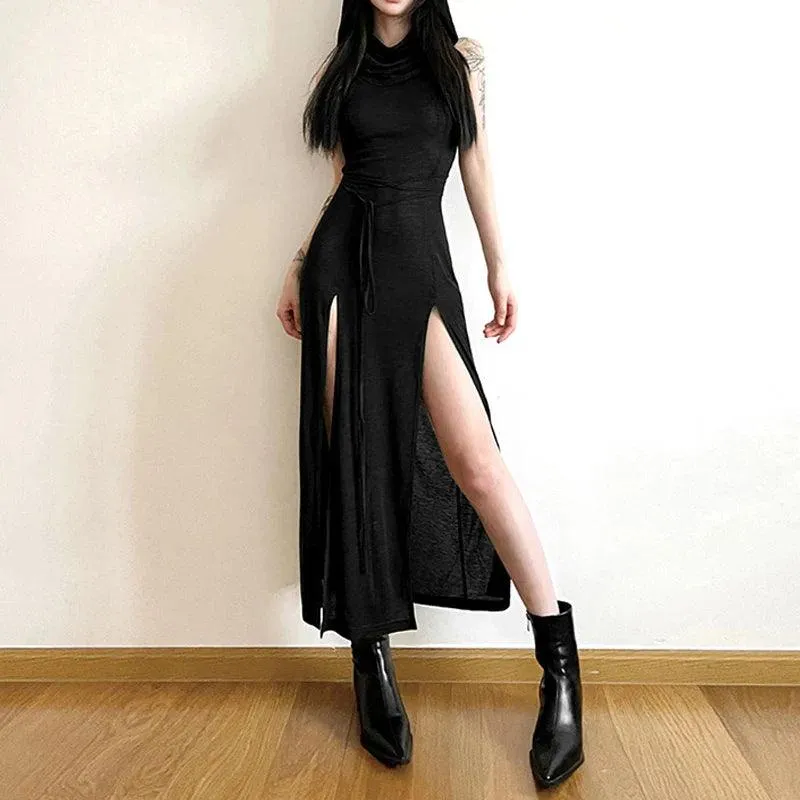 Gothic Desert Walker Hooded Dress: Edgy Streetwear for Bold Women