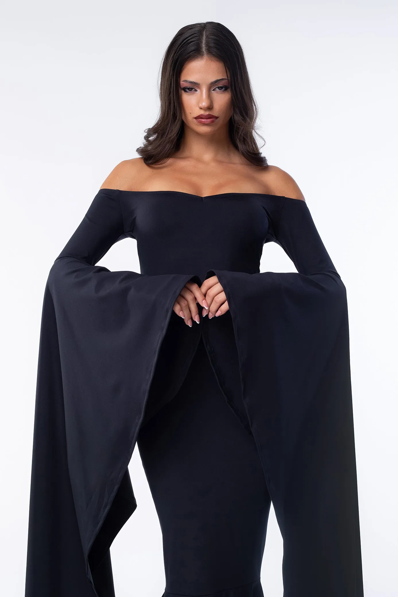 Gothic Grace Off-Shoulder Dress