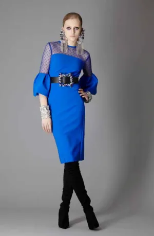 Greta Constantine - Laurent - Sheer Sleeve Dress With Balloon Cuffs