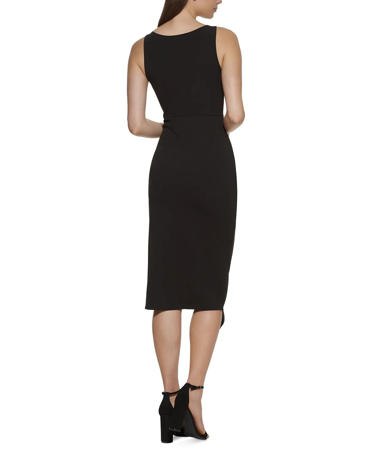 GUESS Scuba Crepe Sheath Dress with Roll Front, Black