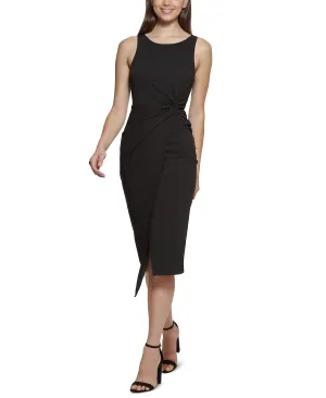 GUESS Scuba Crepe Sheath Dress with Roll Front, Black