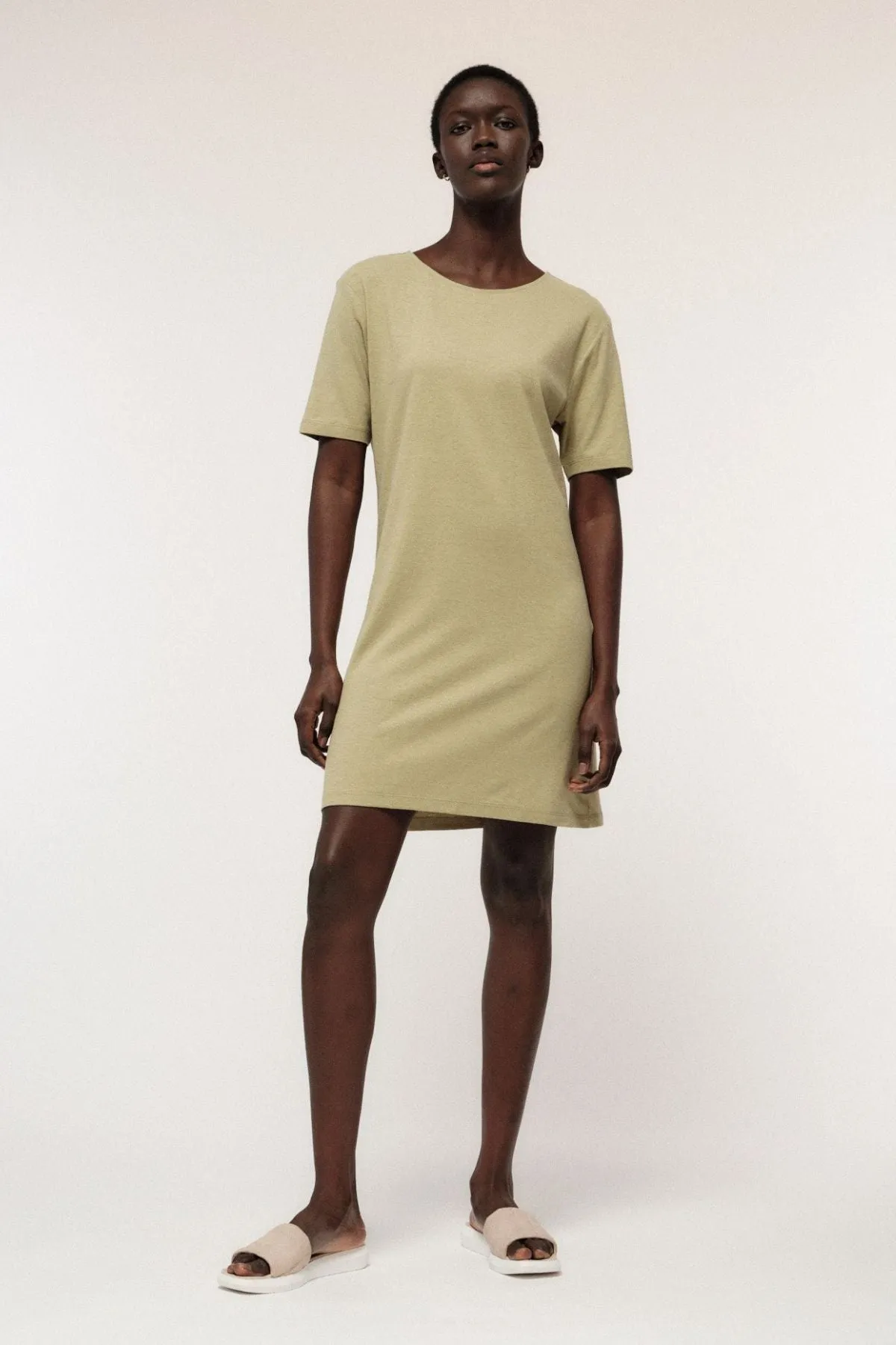 Herbal Green Dress with Back Cutout Lanius
