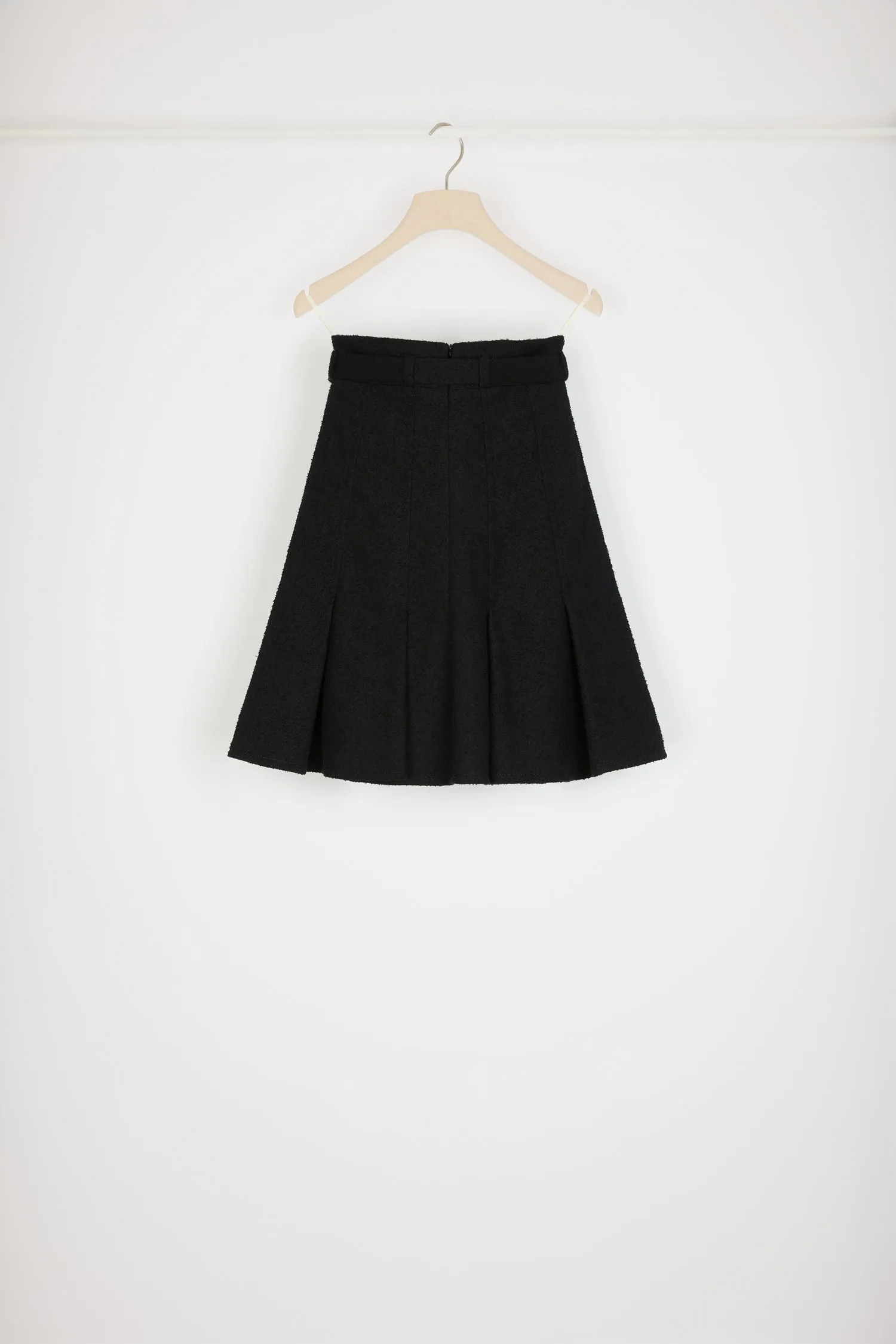 High-waisted pleated skirt in cotton-blend tweed