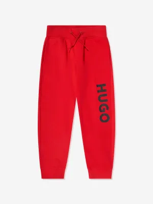 Hugo Boys Logo Print Joggers in Red