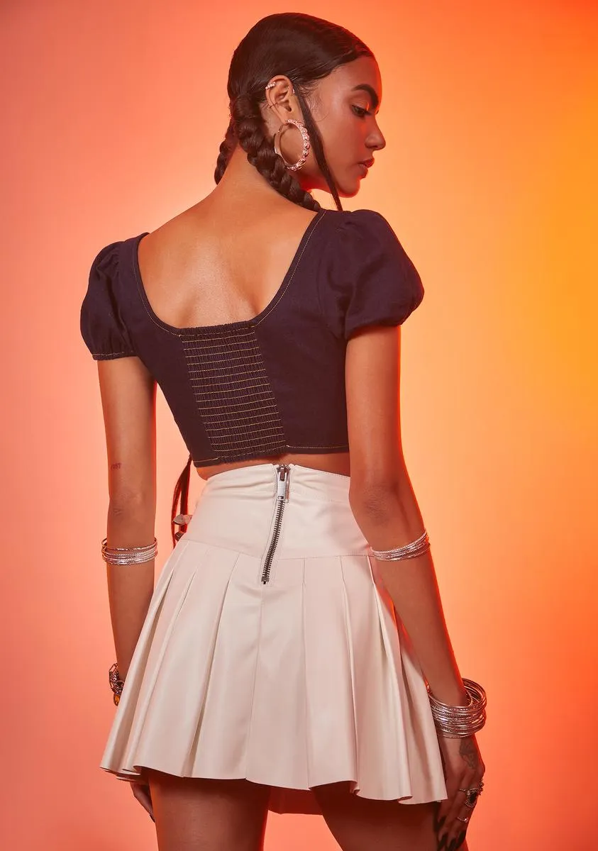 Icy Trailblazer Vegan Leather Pleated Mini Skirt