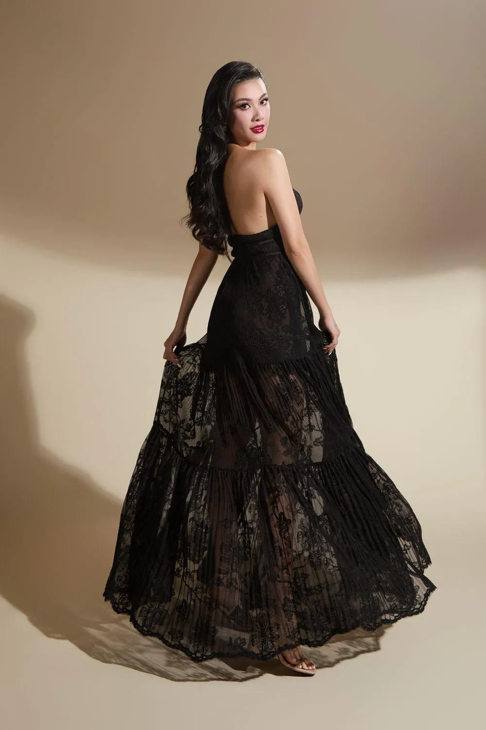 Ilaria A-line Spaghetti Strap Organza Voile Floor Length Dress