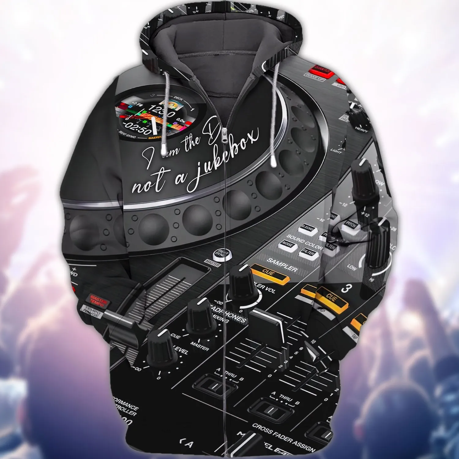 I'm a DJ not a Jukebox Pattern 3D Sweatshirt Zip Hoodie, Perfect Shirt for DJ Lovers Christmas
