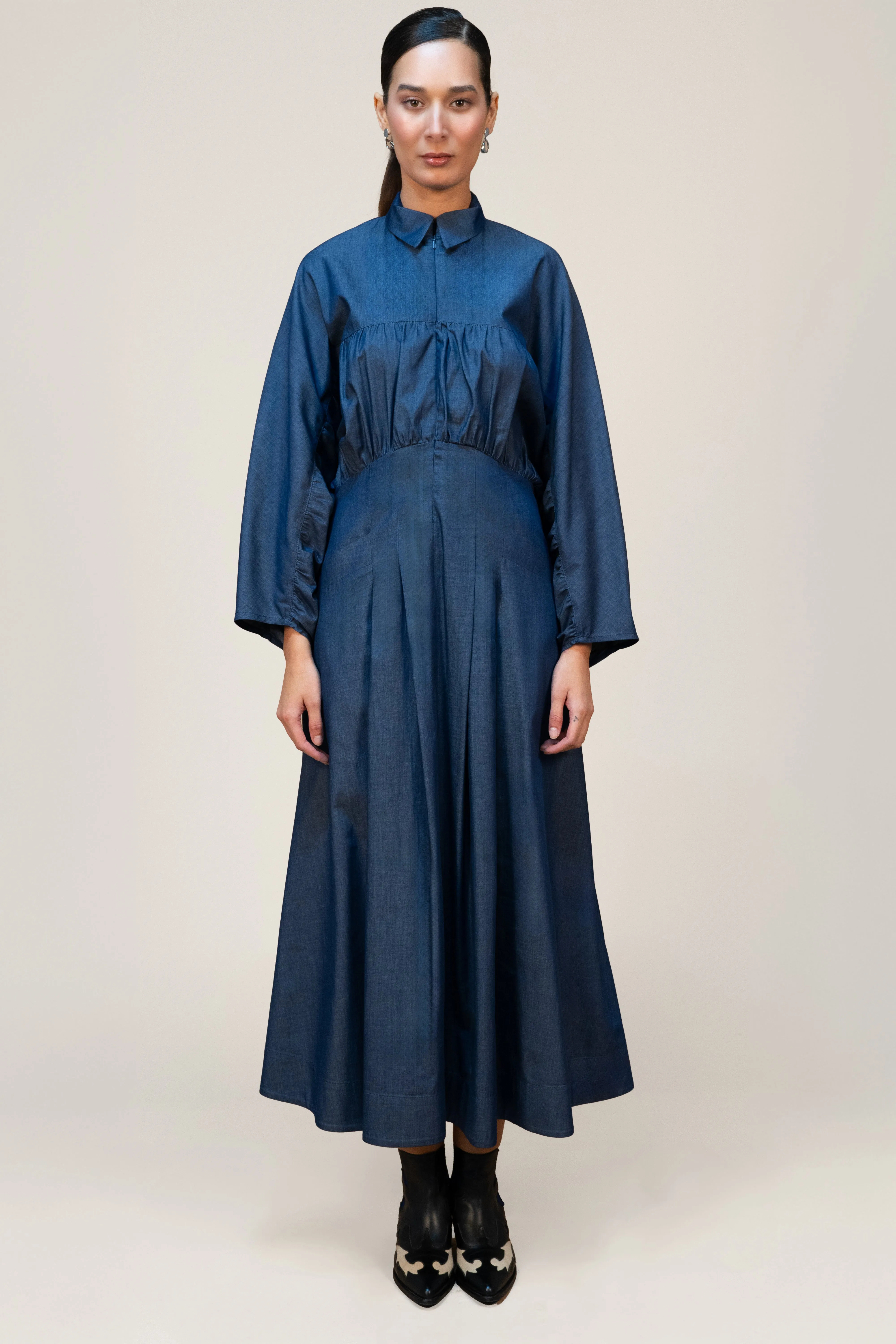 Indigo Elegance Maxi Dress