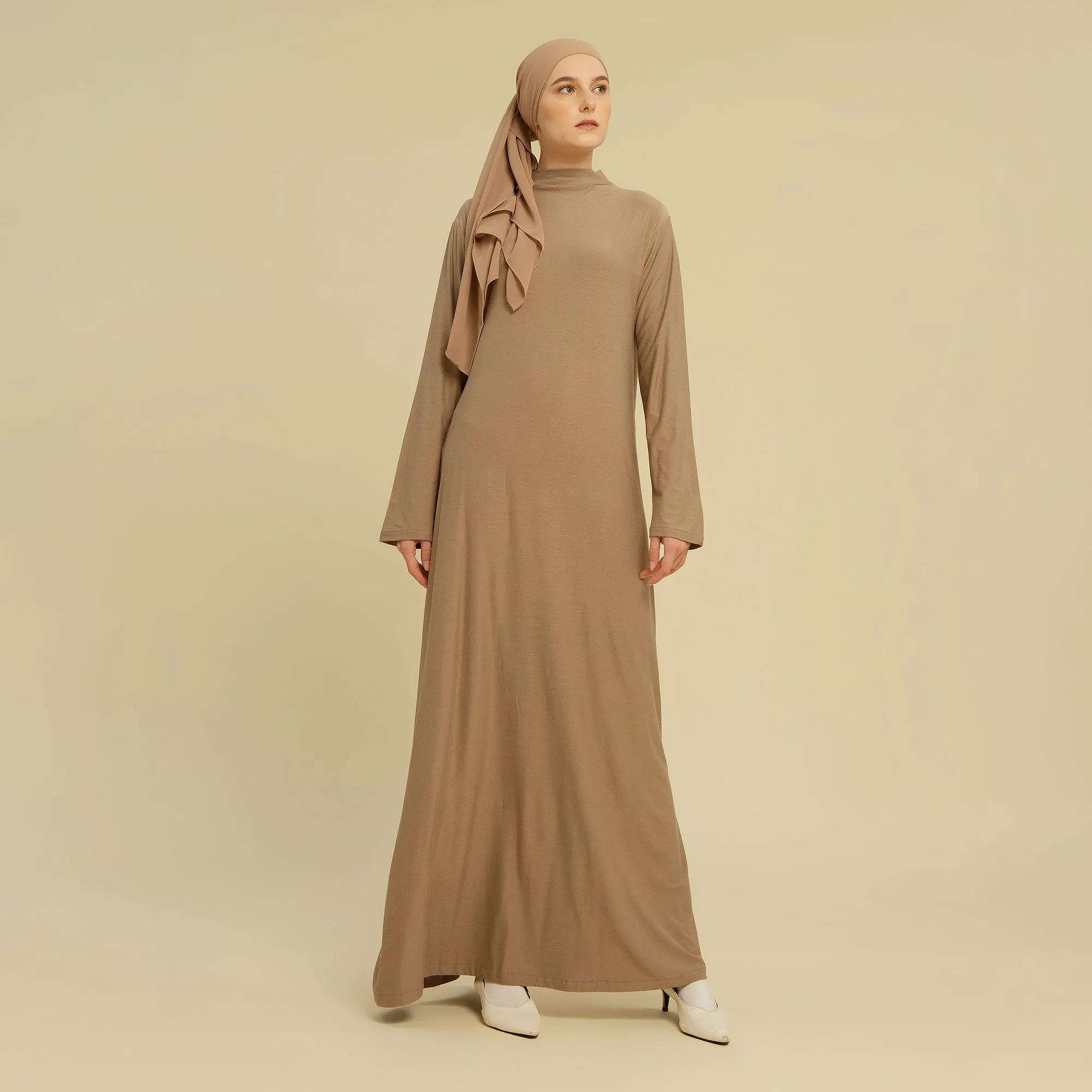 Inner Dress Lengan Panjang Taupe