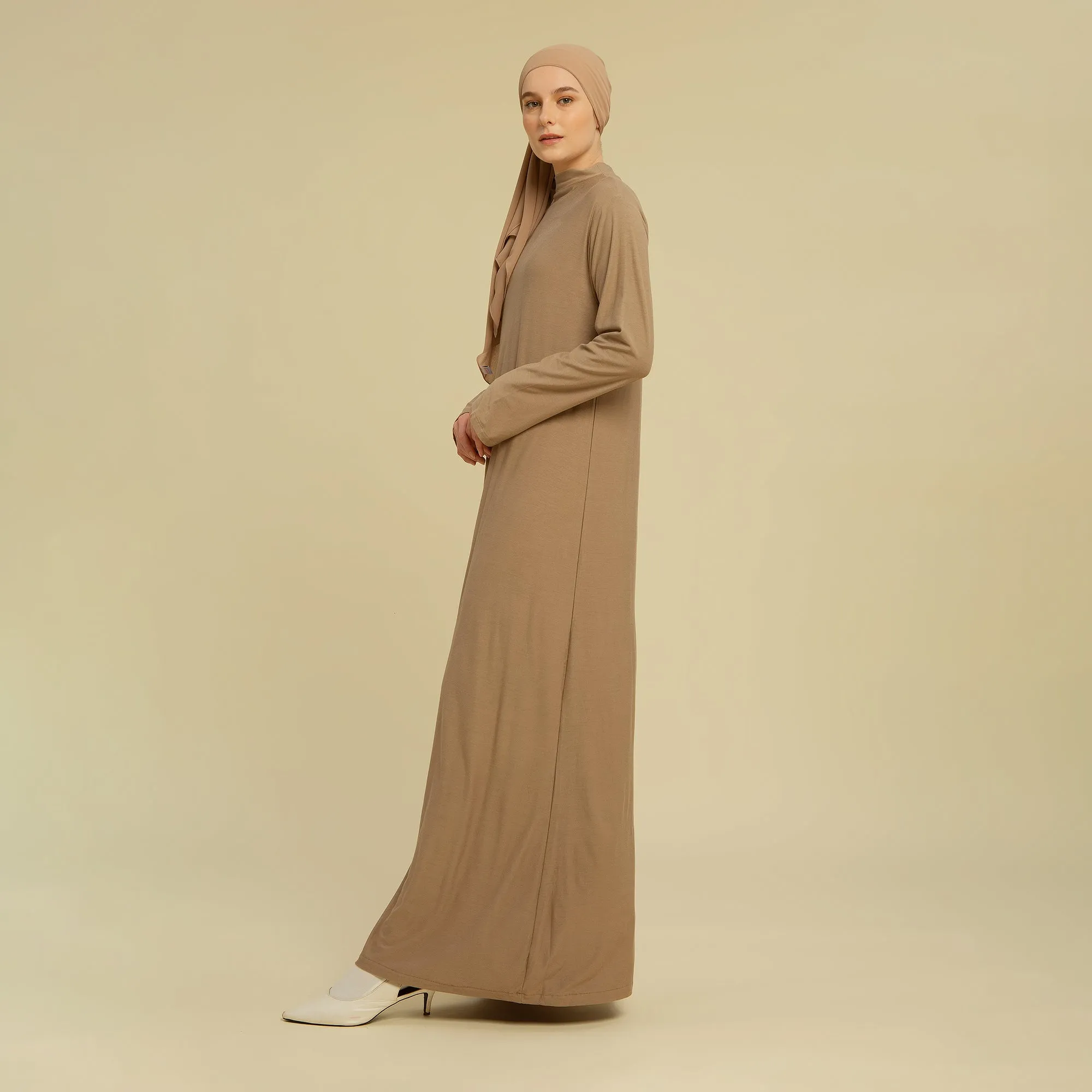 Inner Dress Lengan Panjang Taupe