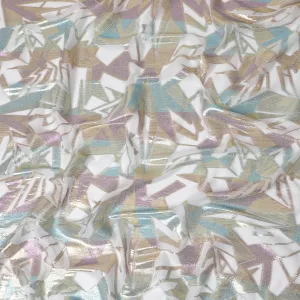 Iridescent Geometric Pattern Silk Chiffon Fabric, 140cm - Contemporary South Korean Textile Art-D17789