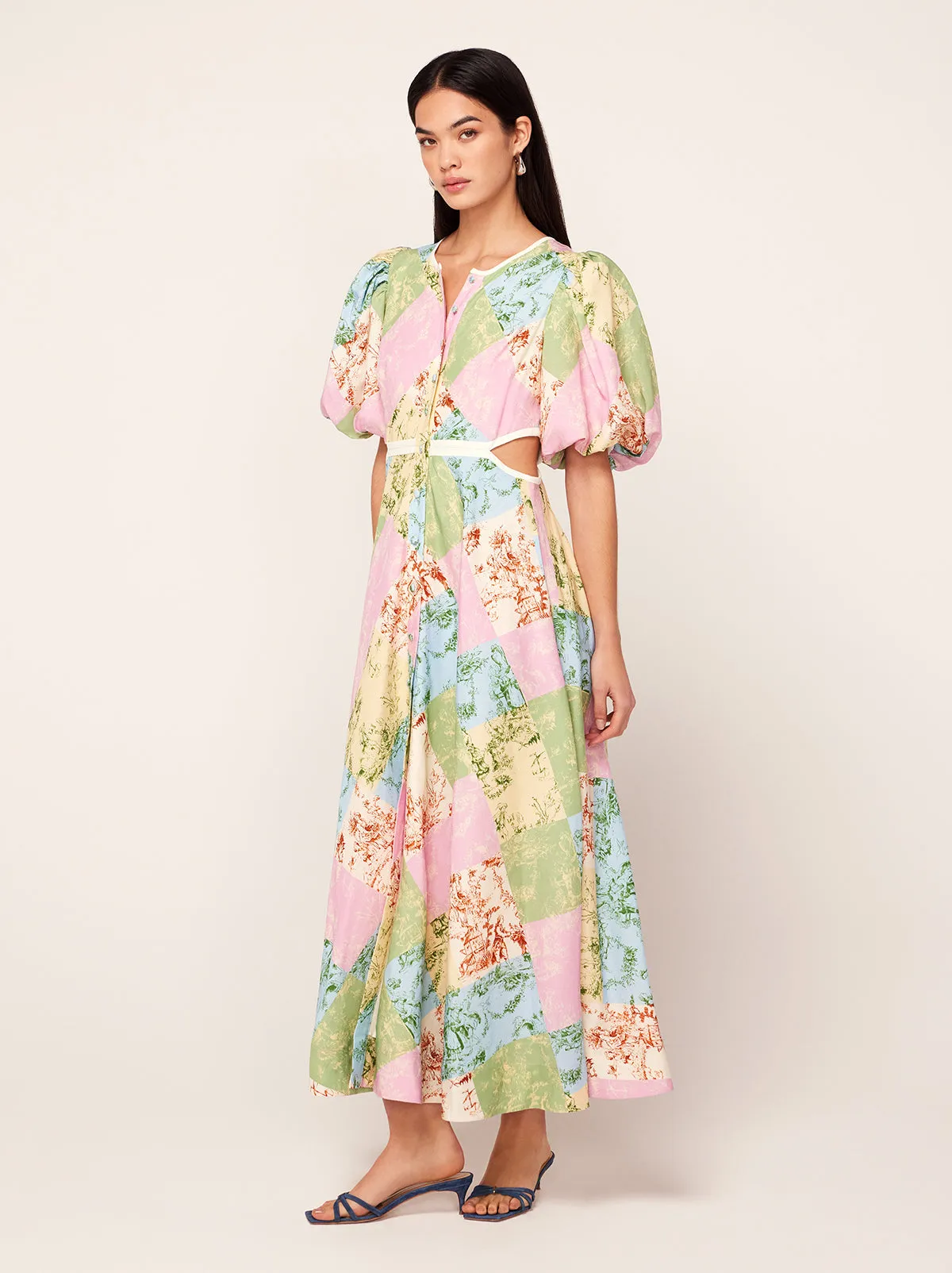 Isabella Patched Toile De Jouy Maxi Dress