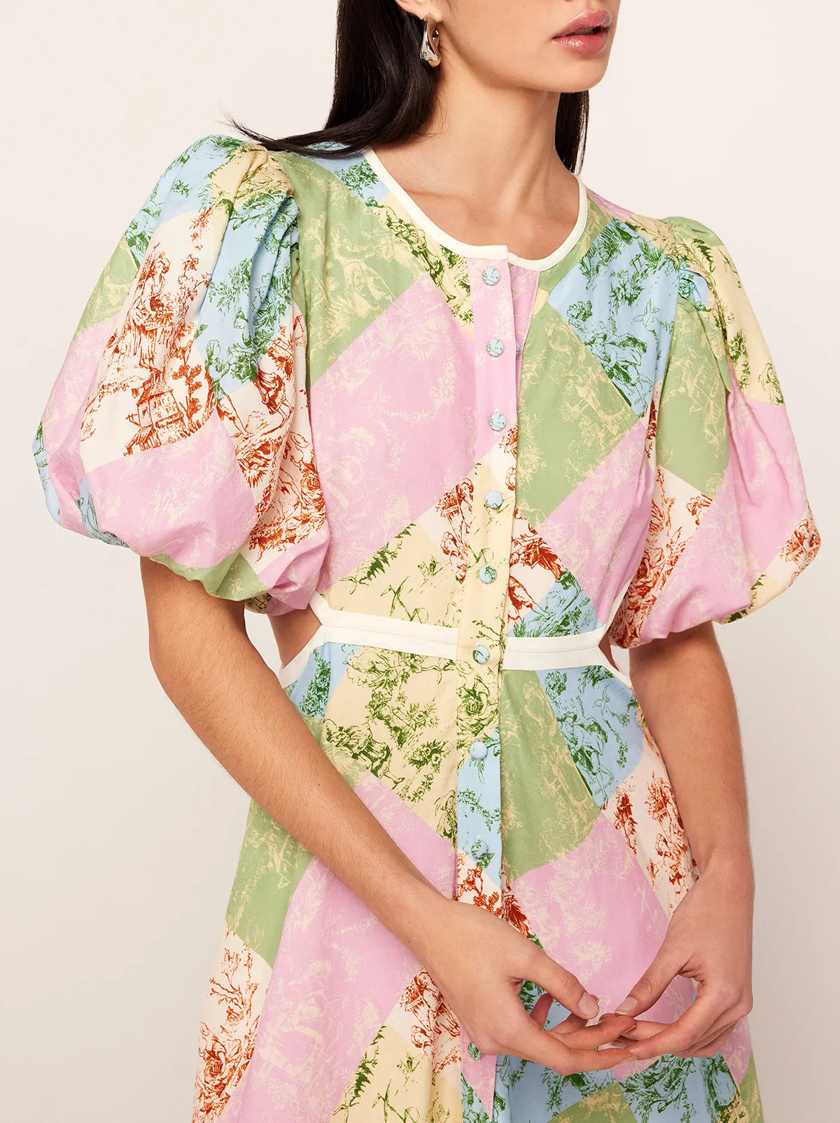 Isabella Patched Toile De Jouy Maxi Dress