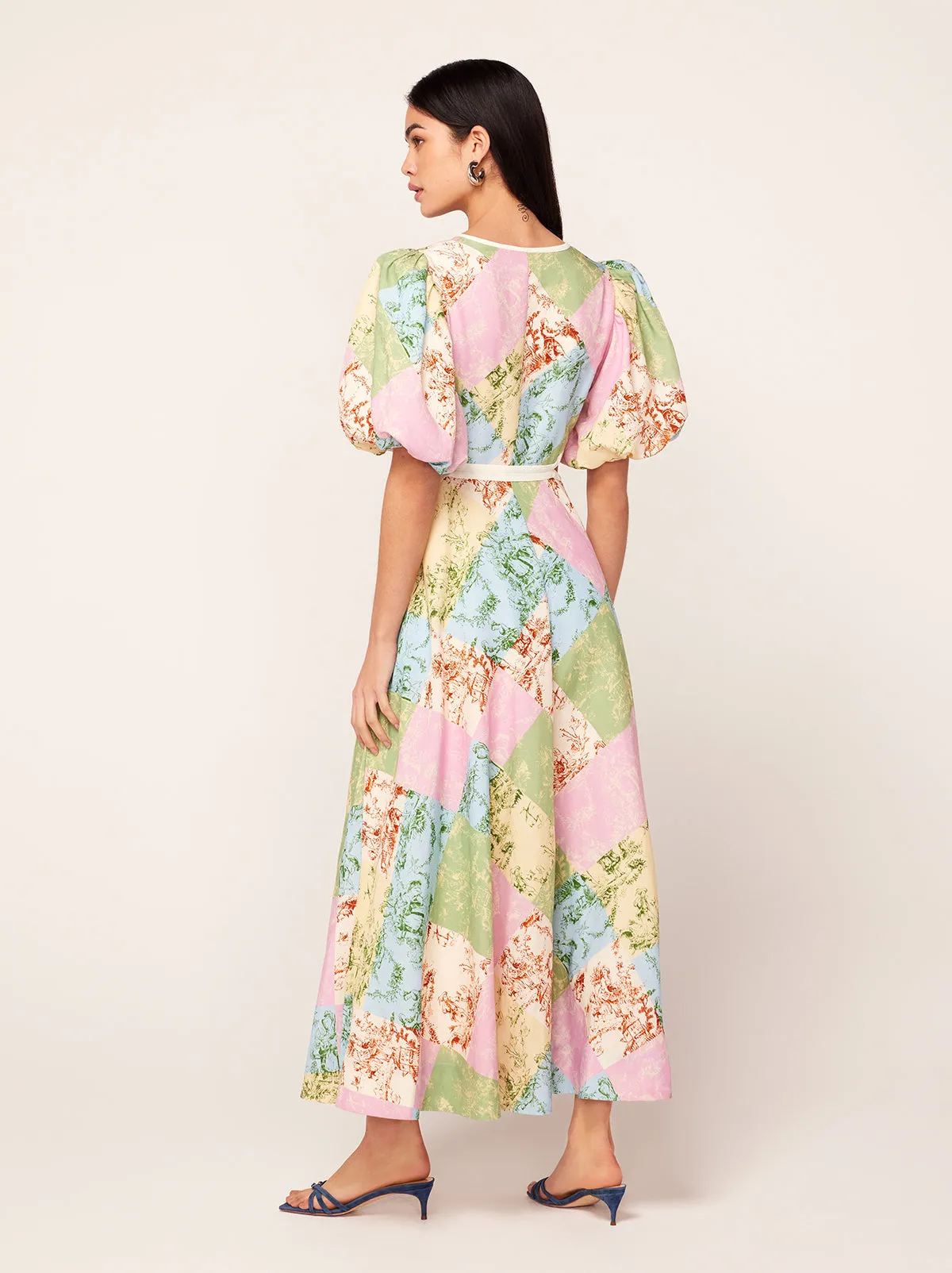 Isabella Patched Toile De Jouy Maxi Dress
