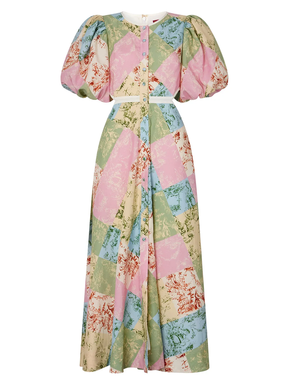 Isabella Patched Toile De Jouy Maxi Dress