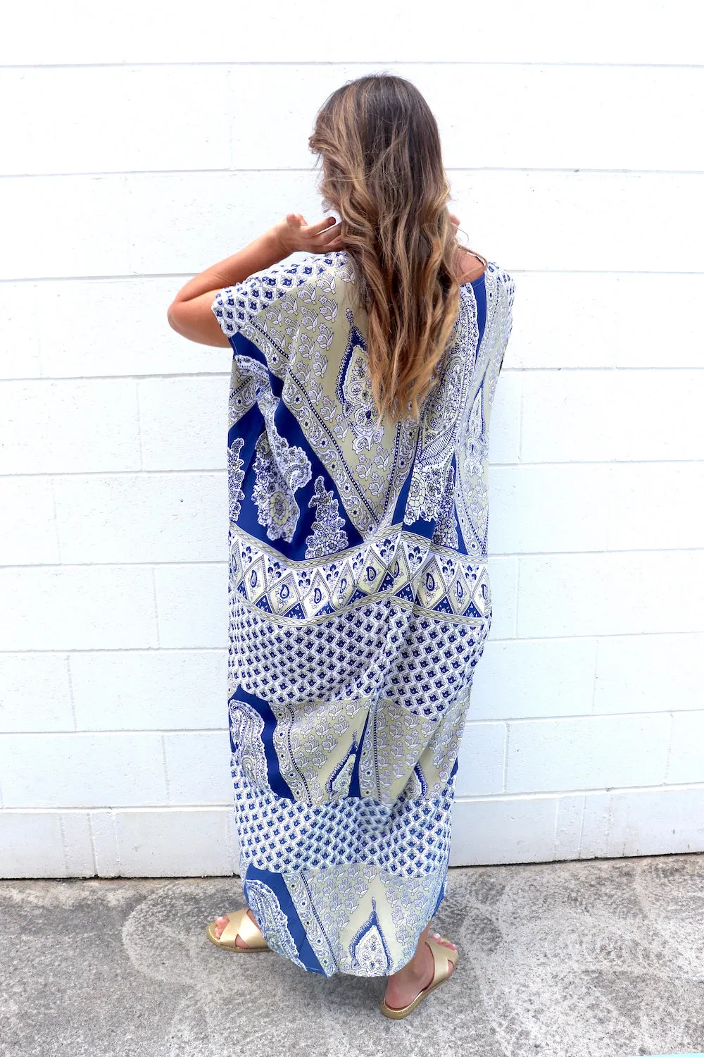 Island Holiday High Low Dress In Navy Taupe