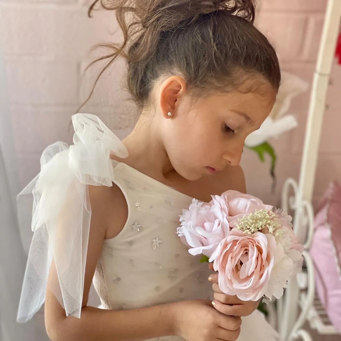 Ivory Angel One Shoulder Tulle Dress