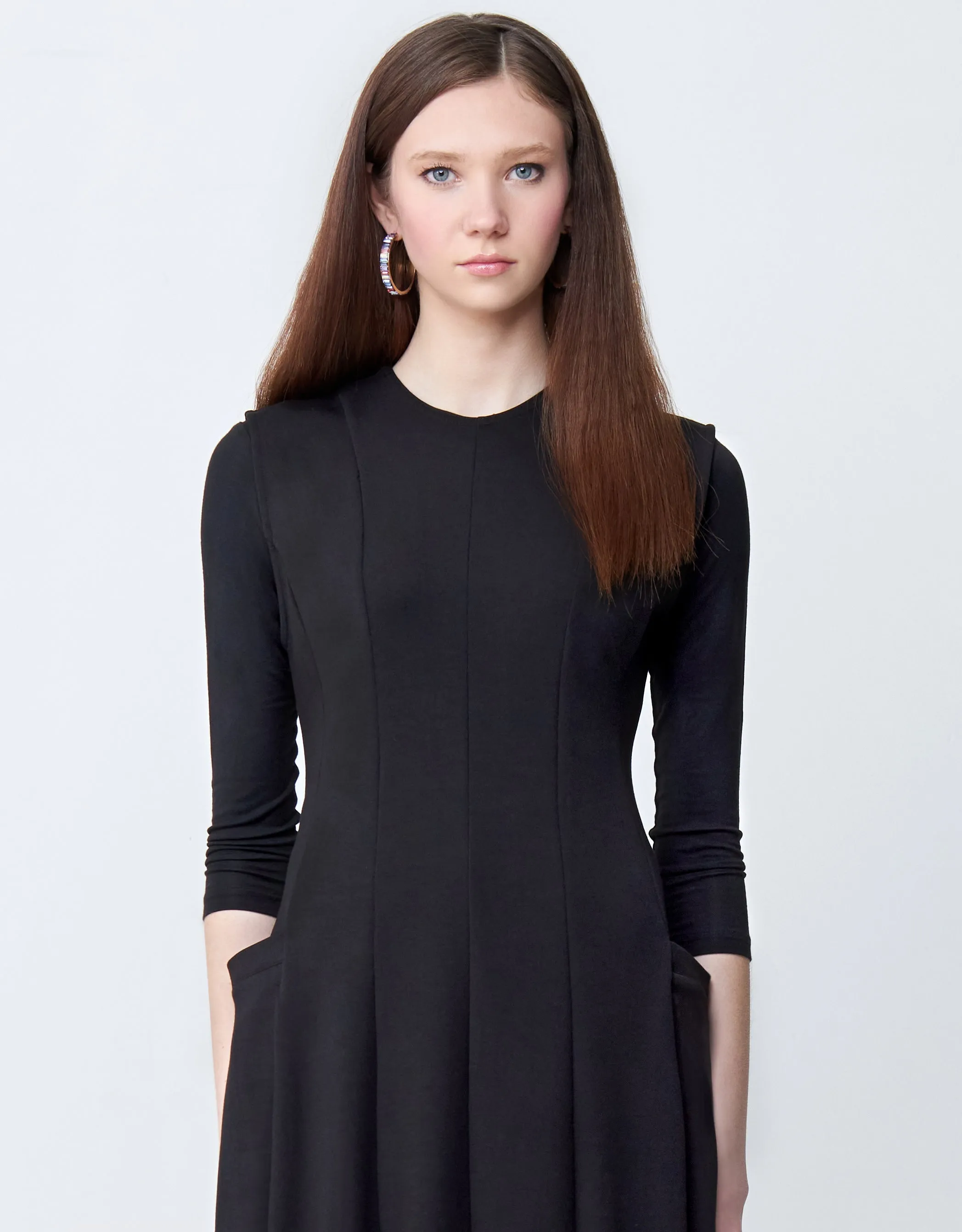Jersey Princess Seamed Sleeveless Maxi Dress Shabbos Robe with Pockets