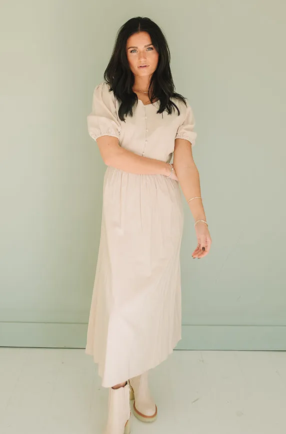 Jill Taupe Button Up Dress - Nursing Friendly - FINAL SALE