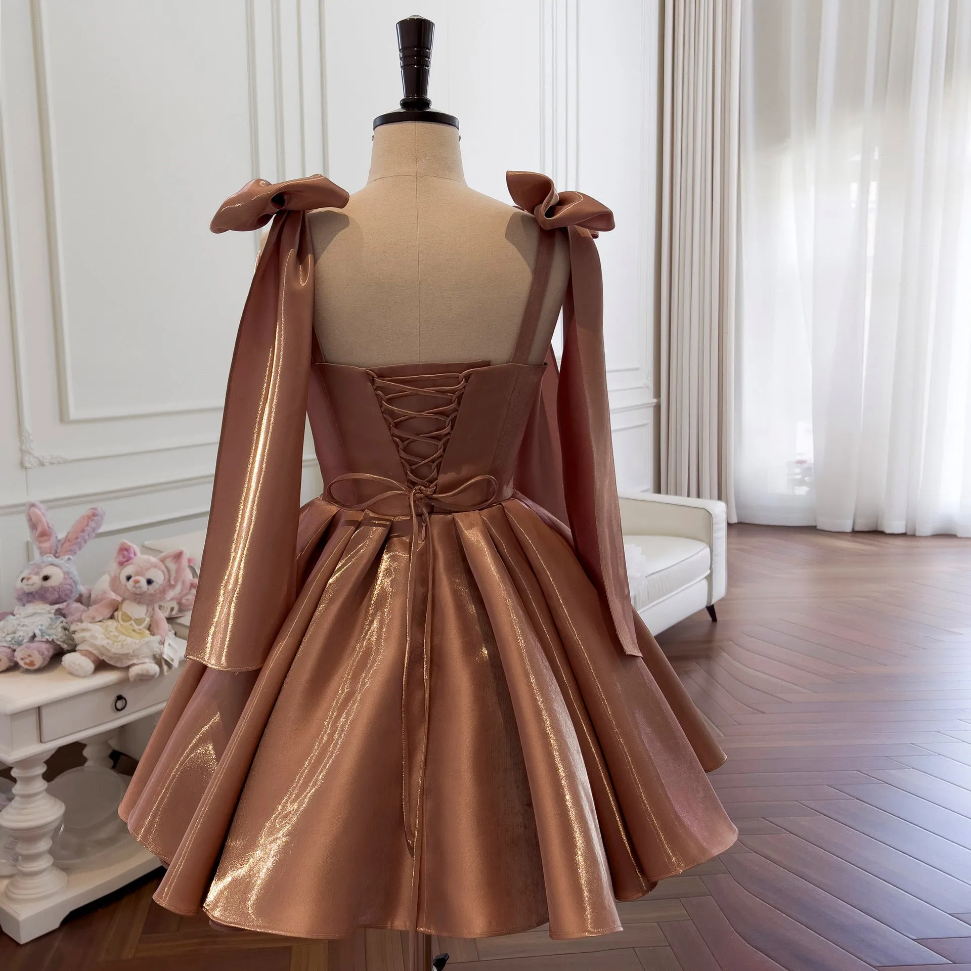 Joskaa avant garde dress to impress French Retro Pettiskirt Bow Design Waist-Tight Birthday Short Banquet Dress Sling Dress