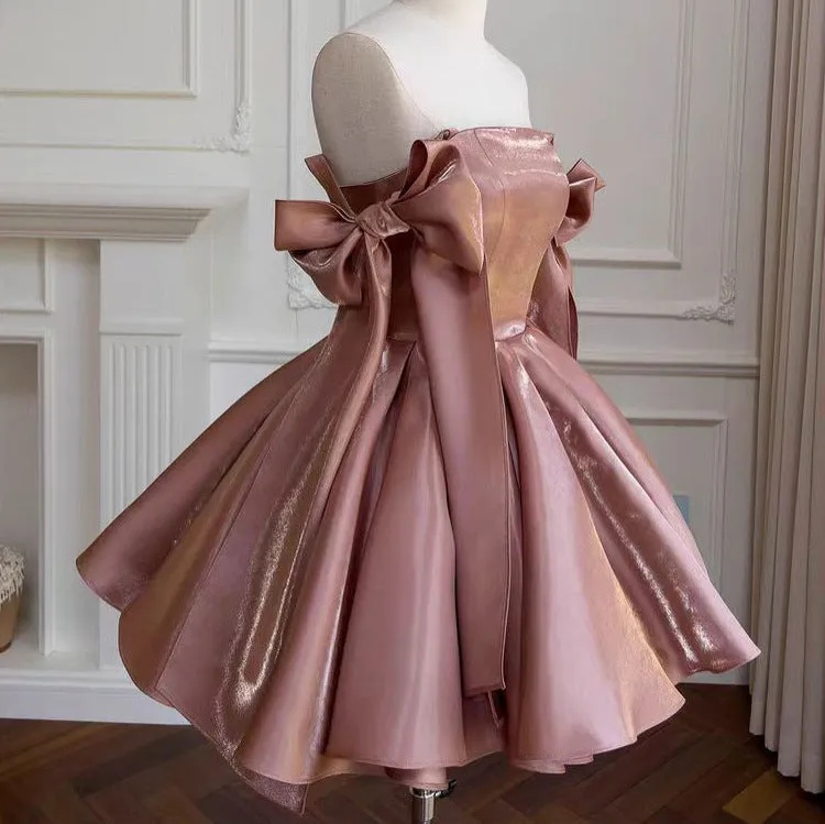 Joskaa avant garde dress to impress French Retro Pettiskirt Bow Design Waist-Tight Birthday Short Banquet Dress Sling Dress