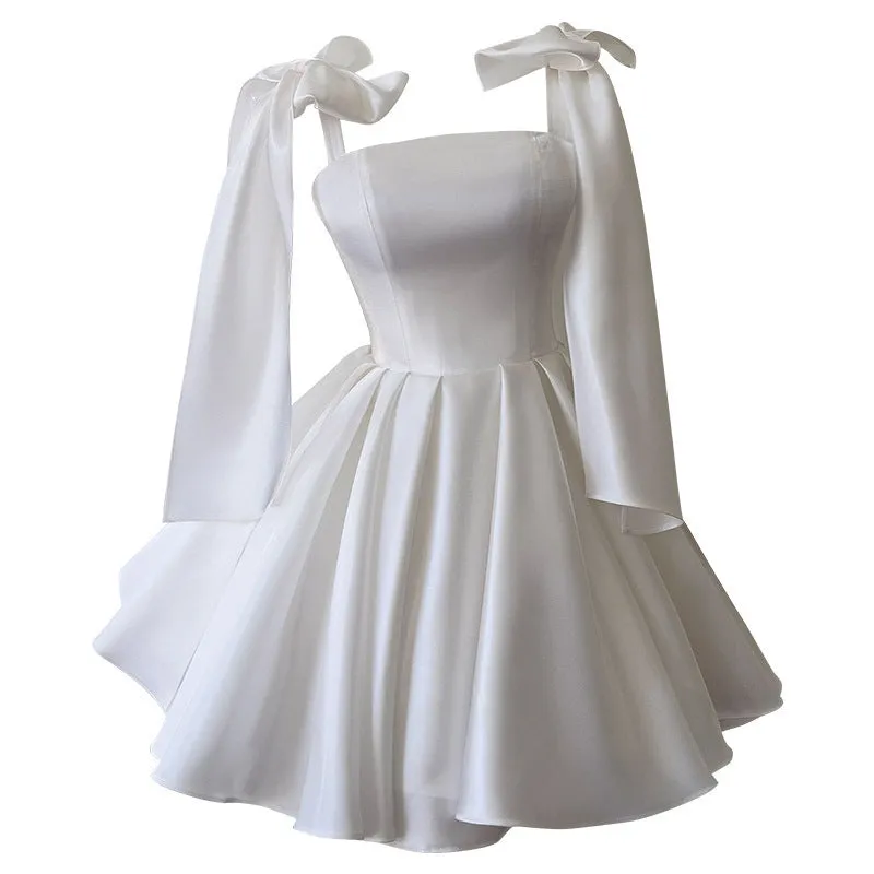 Joskaa avant garde dress to impress French Retro Pettiskirt Bow Design Waist-Tight Birthday Short Banquet Dress Sling Dress
