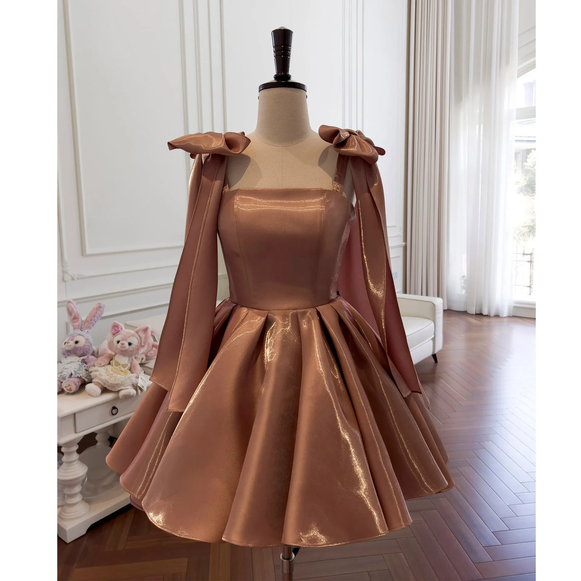 Joskaa avant garde dress to impress French Retro Pettiskirt Bow Design Waist-Tight Birthday Short Banquet Dress Sling Dress