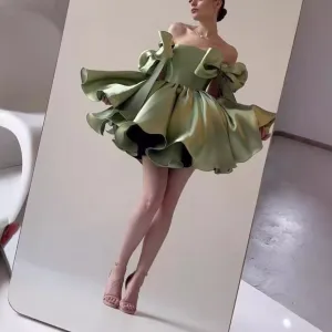 Joskaa avant garde dress to impress Sexy Women's New Sexy Bow Tube Top Puff Sleeve Dress