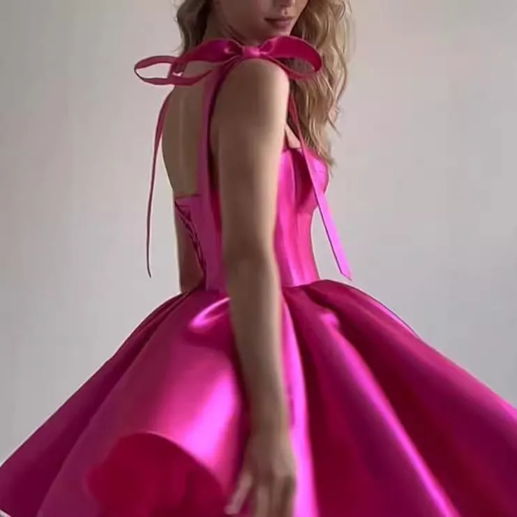 Joskaa avant garde dress to impress Wedding Dress Mini Satin Dress Tube Top Backless Satin Banquet Party Skirt