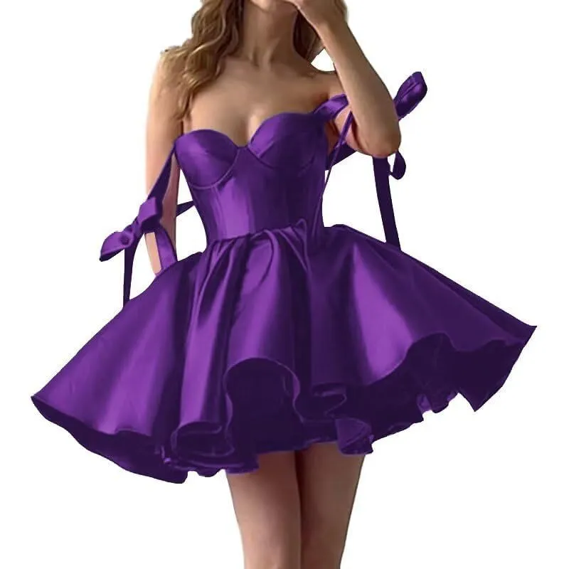 Joskaa avant garde dress to impress Wedding Dress Mini Satin Dress Tube Top Backless Satin Banquet Party Skirt