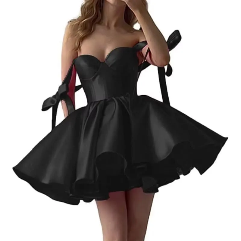 Joskaa avant garde dress to impress Wedding Dress Mini Satin Dress Tube Top Backless Satin Banquet Party Skirt