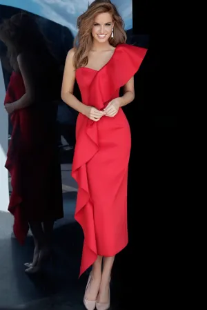 Jovani - 02616 - One Shoulder Ruffle Dress