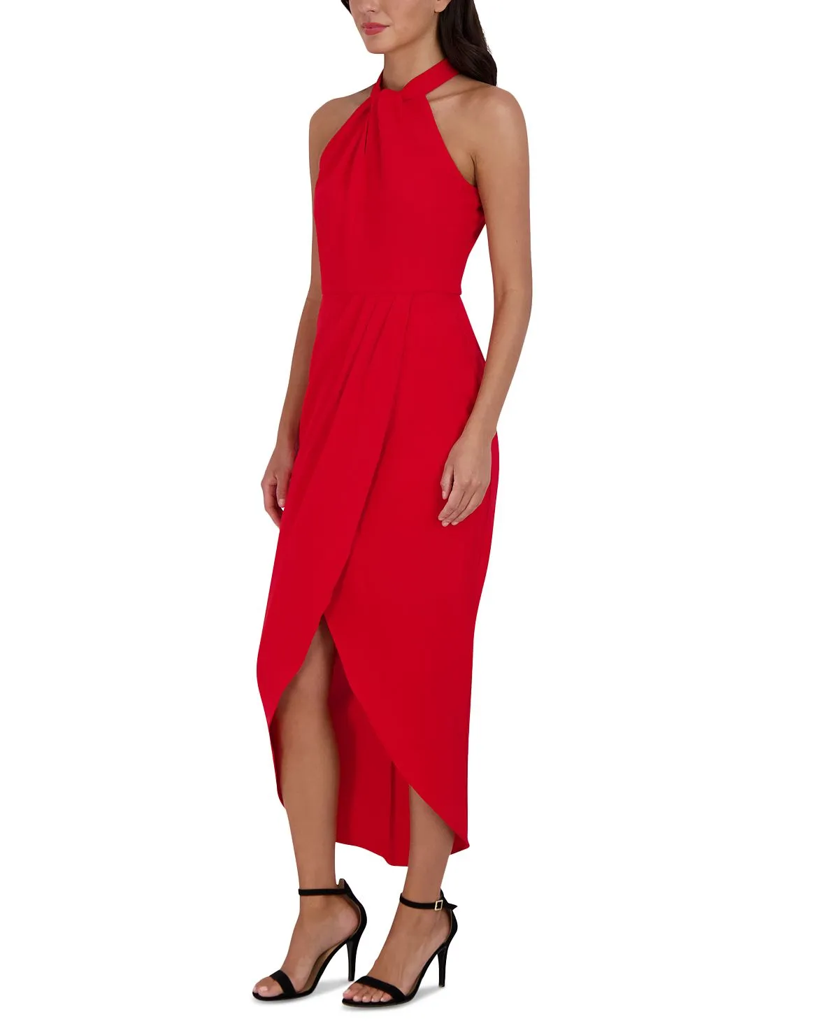 Julia jordan midi dress with knot and tulip, red
