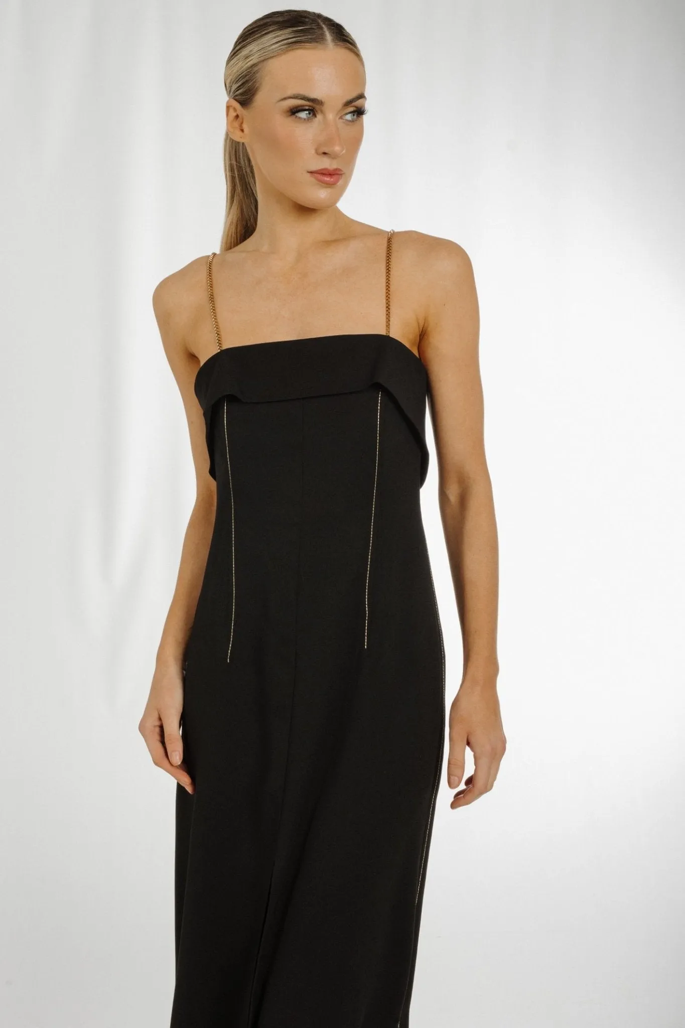 Kayla Chain Strap Dress In Black