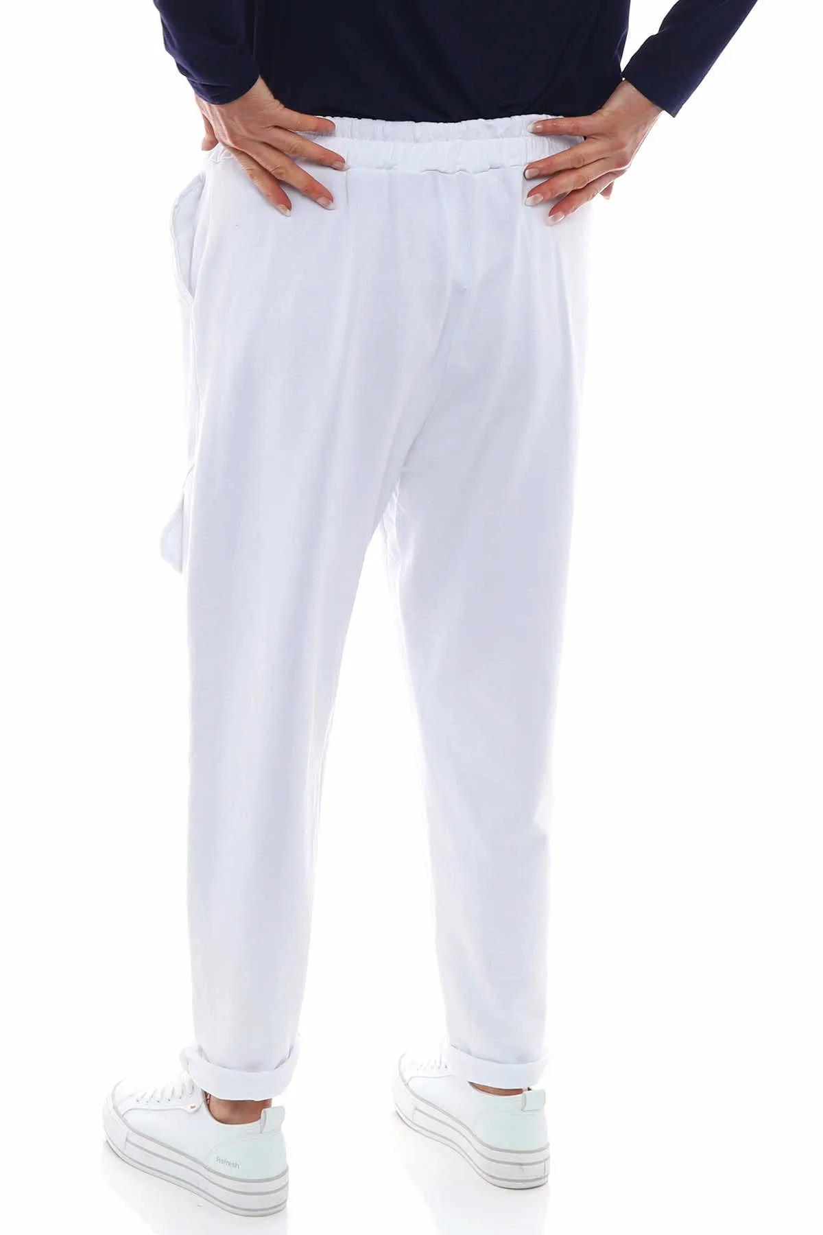 Kayomi Jersey Pocket Cotton Joggers White
