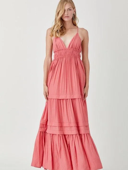 Keeping it Fun Shirred and Tiered Maxi Dress
