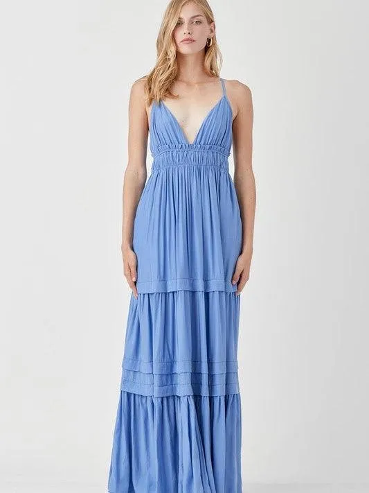 Keeping it Fun Shirred and Tiered Maxi Dress