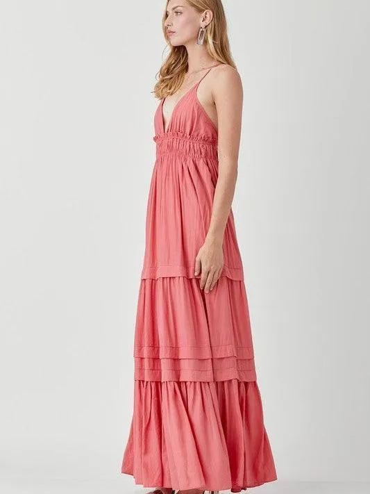 Keeping it Fun Shirred and Tiered Maxi Dress