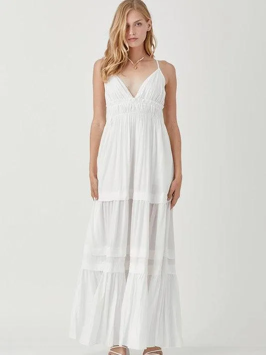Keeping it Fun Shirred and Tiered Maxi Dress