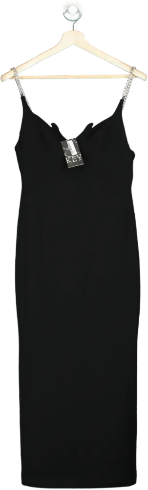 KEY COUTURE Black MIRA Maxi Dress with Chain UK M