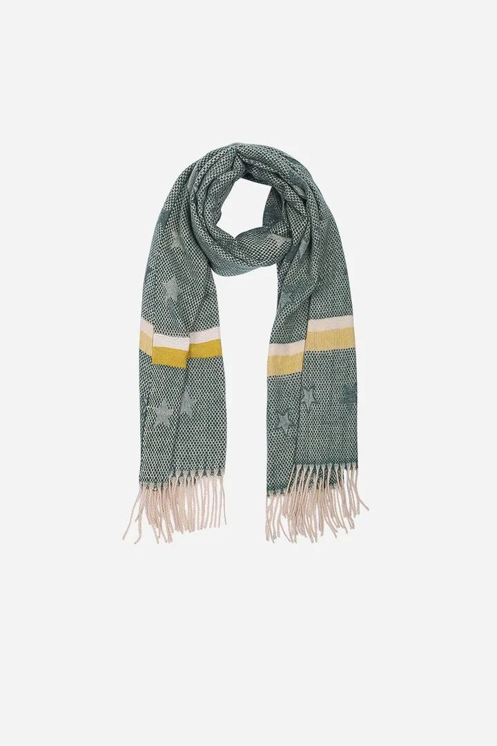 Khaki Tasselled Blanket Scarf