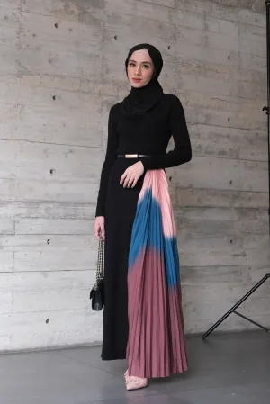 Knit Dress Pleats - Coral - Dress Plisket Maxi Bahan Soft Knit Premium