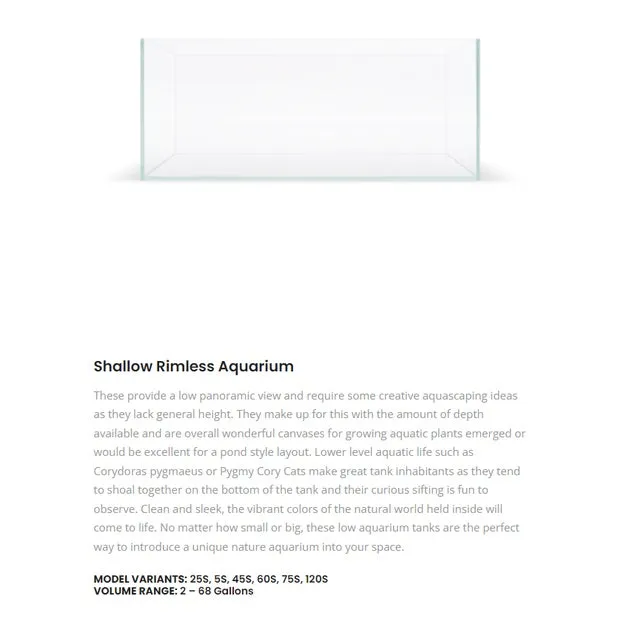 Large/Mega 75cm 90cm 120cm Ultum Nature Systems UNS Rimless Crystal Tank