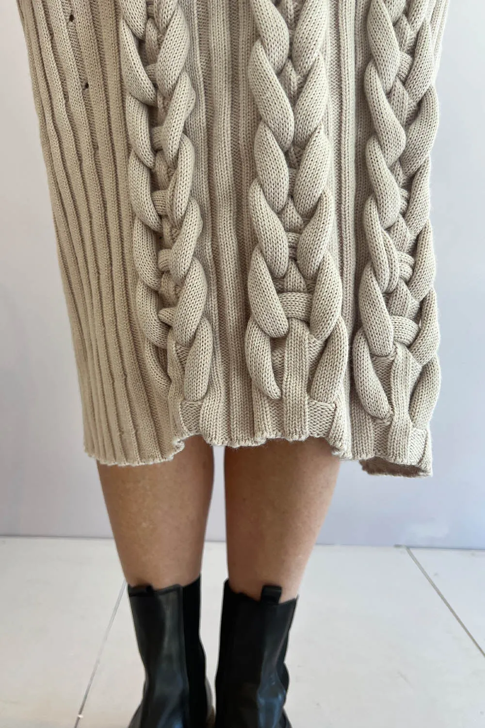 Le Cavalier - Loop Knit Dress: Beige