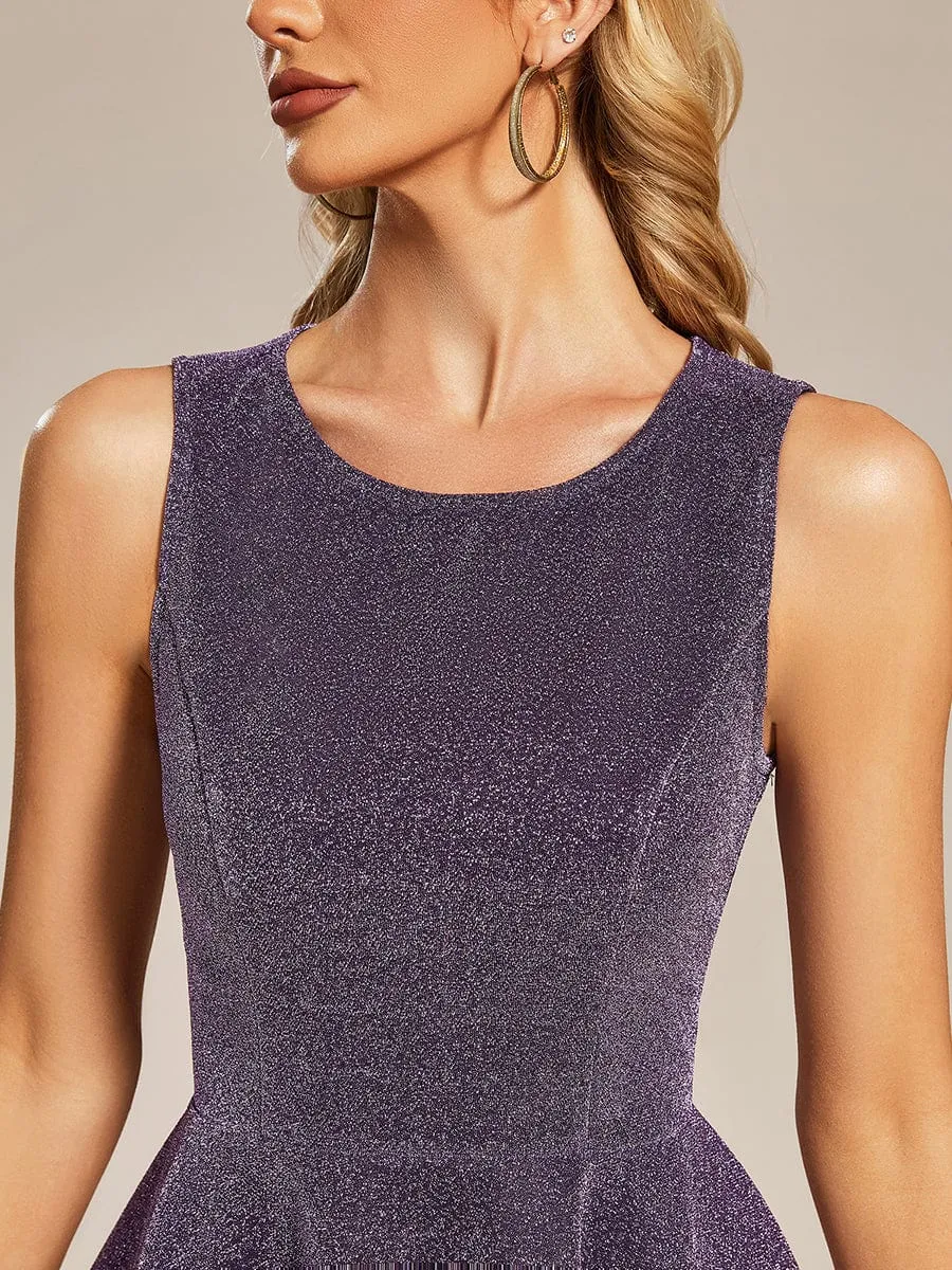 LEAH | SLEEVELESS ROUND NECK SHIMMER DRESS