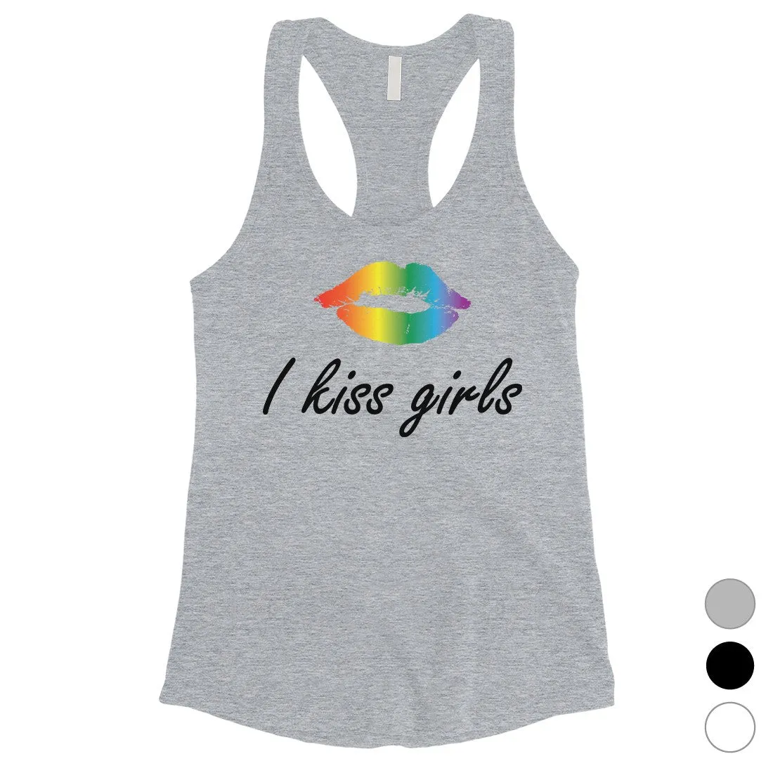 LGBT Kiss Girls Rainbow Lips Womens Tank Top