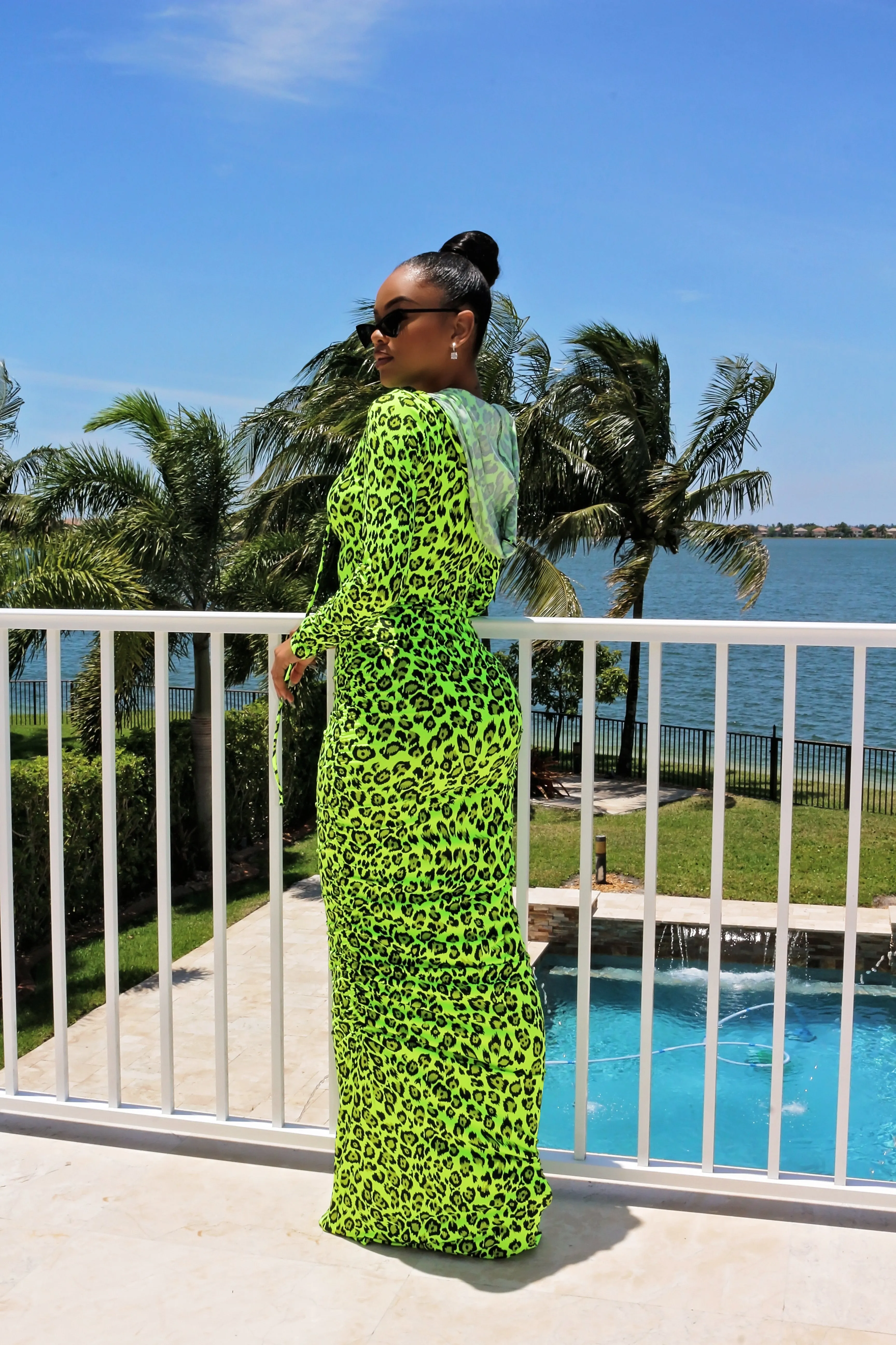 Lime Hoodie Maxi dress